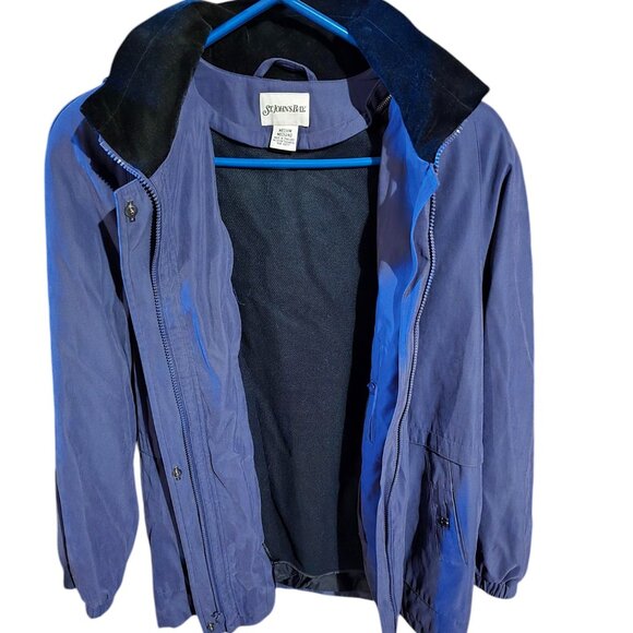 St. John's Bay Fully Lined Hooded Coat Solid Purple Size Medium - Picture 3 of 4